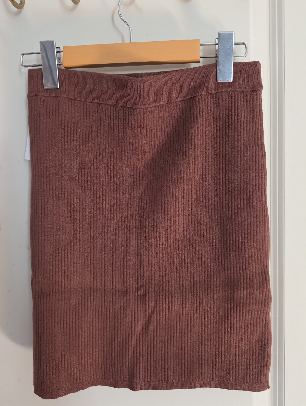 Wilfred Ribbed Pencil Skirt - Rust Brown